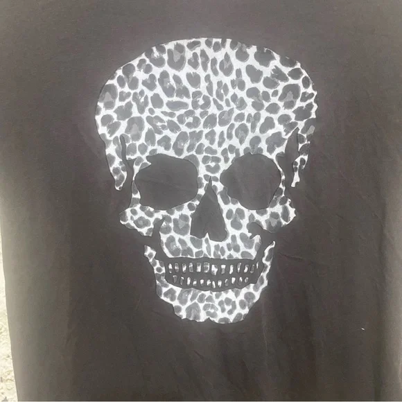 Chaser Wild Skull Tee Tshirt Black Animal Print Skull - Picture 2 of 5
